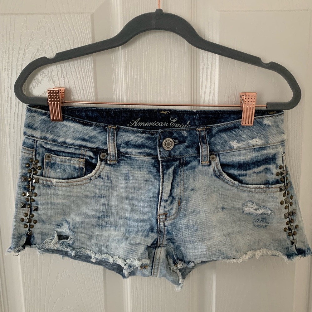 American Eagle Distressed & Studded Jean Shorts